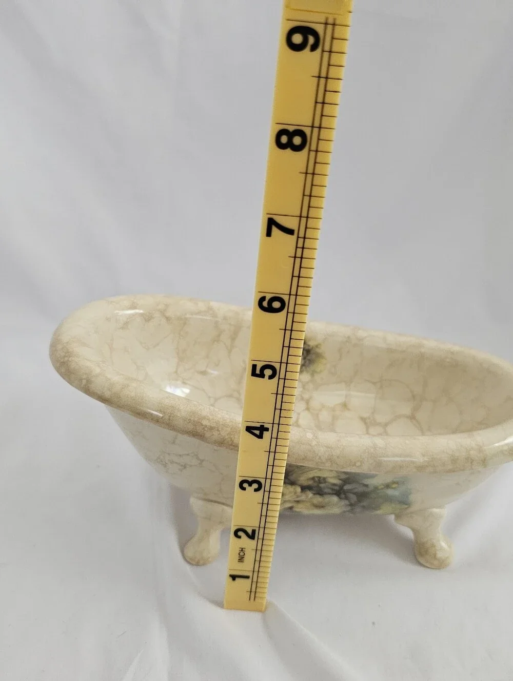 Vintage Ceramic Athena Claw Foot Tub Soap Dish Floral Cottagecore  Made in USA